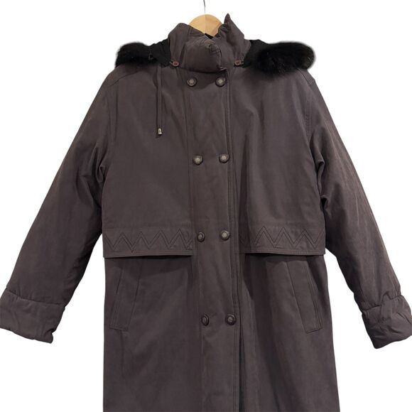 Utex Purple Winter Coat Quilted Lined Warm Detachable Faux Fur Drawstring Waist - Picture 4 of 9